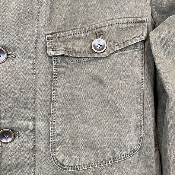 Zara Unisex Relaxed Fit Olive Green Frayed Hem‎ 100% Cottage Jacket Size M - Picture 7 of 13